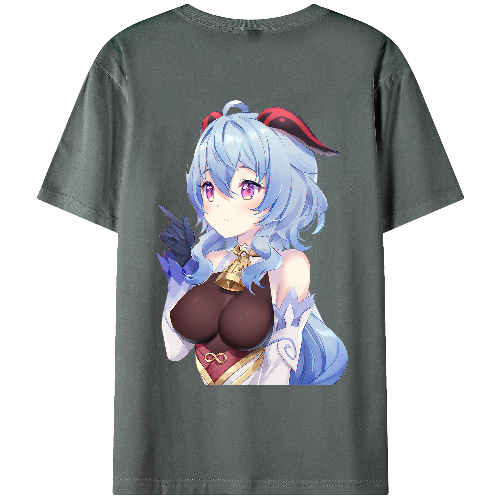 げんし神 甘雨 かんう genshin Ganyu 綿100％ メンズ半袖Tシャツ（バックプリント） 通気性